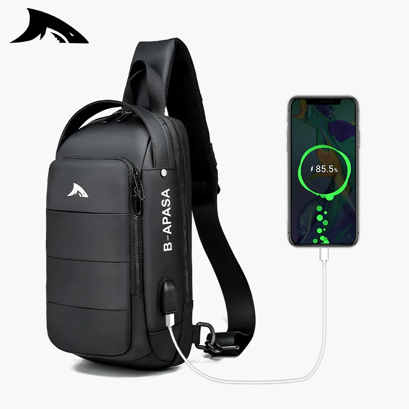 

New Multifunction Crossbody Bag High Quality Business Shoulder Messenger Bags Male Waterproof Short Trip Chest Bag With USB