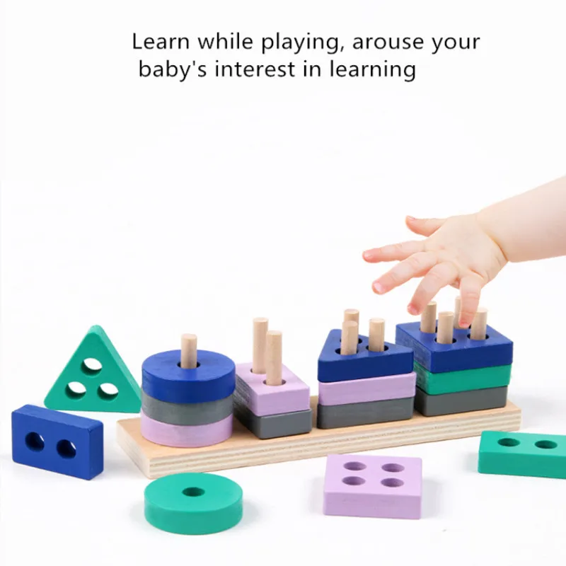 Игрушка Монтессори деревянные строительные блоки Обучающие Игрушки для раннего