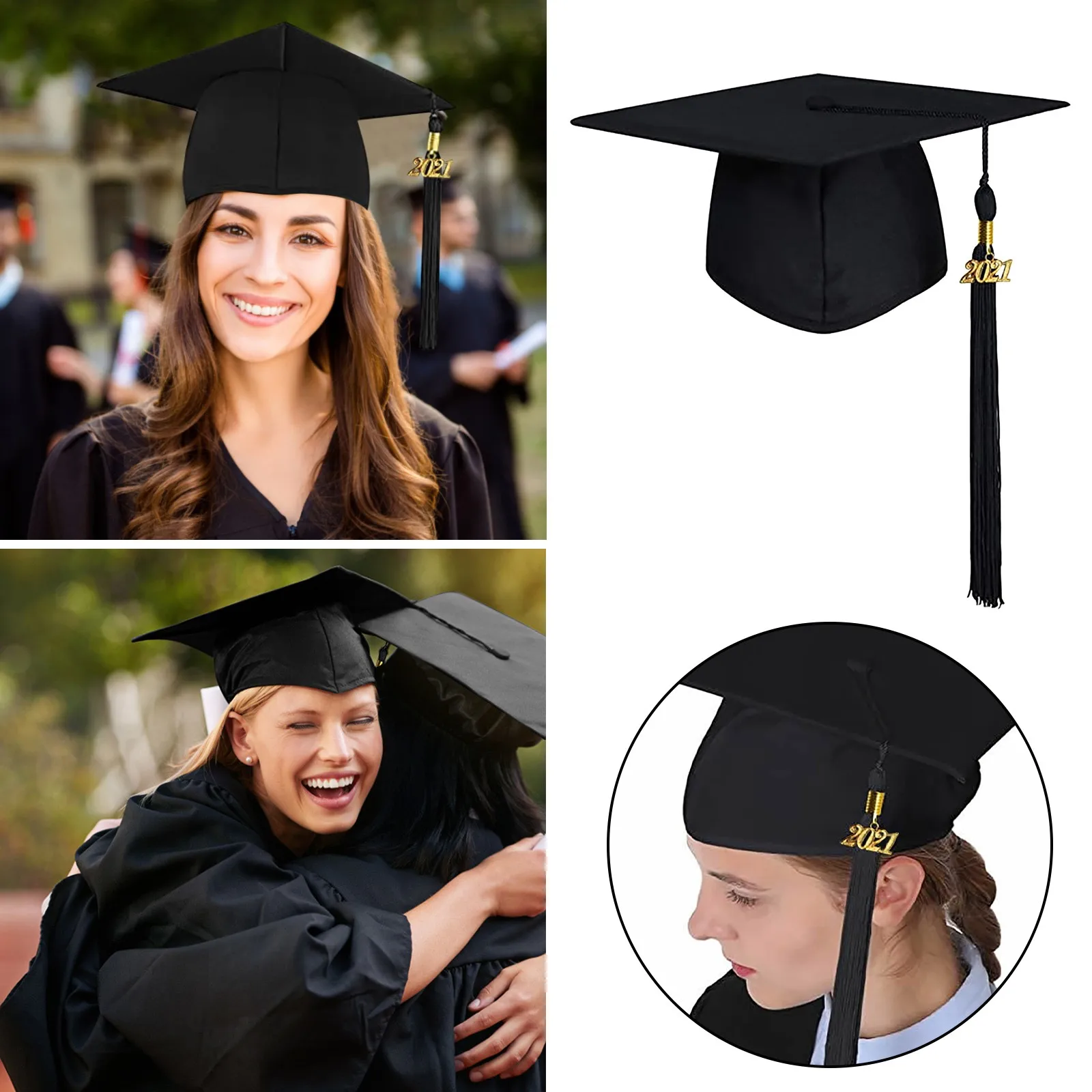 

School Graduation Party Tassels Cap Mortarboard University Bachelors Master Academic Hat Black Fedoras Mortar Board #p1