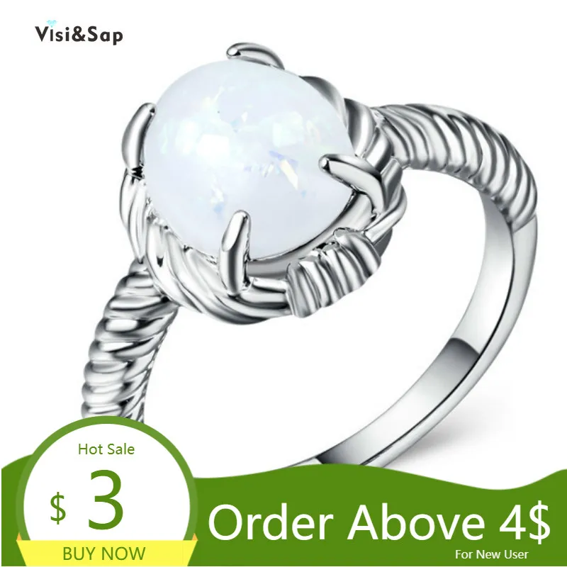 Visisap голубиное яйцо Форма искусственный опалы кольца для женщин Элегантный