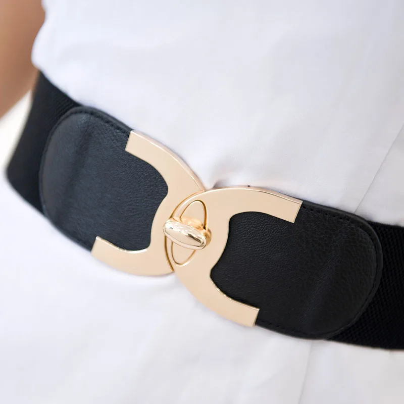 2019 Новая мода корейский стиль Пряжка эластичный широкий пояс-ремень талии