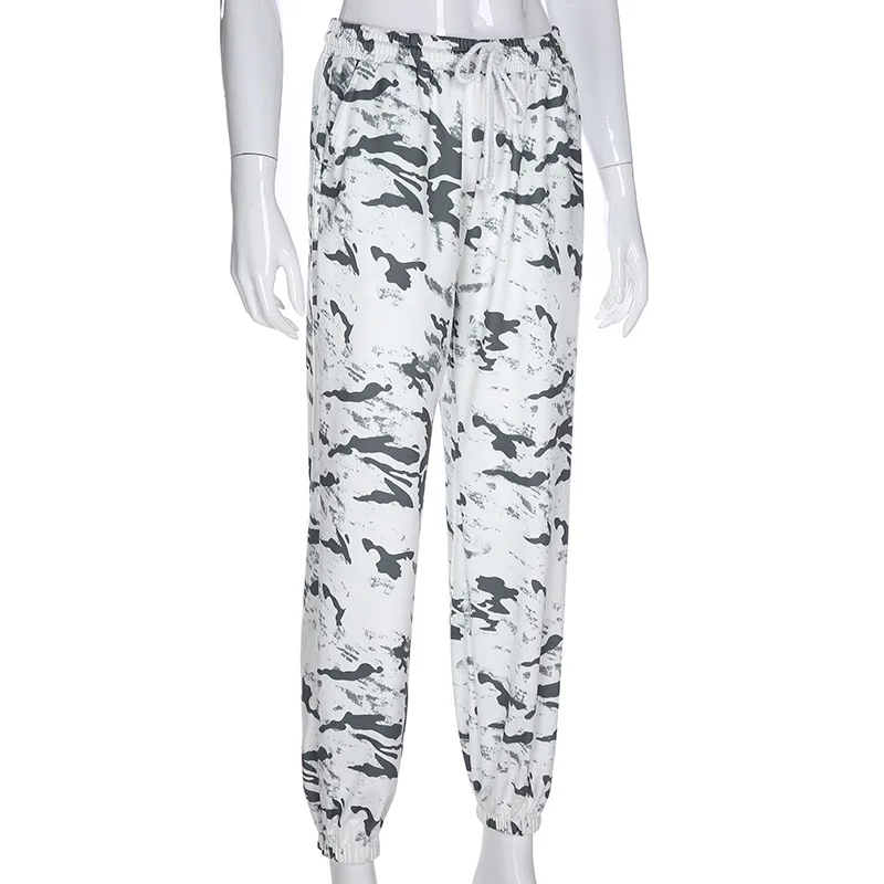 BOOFEENAA Tie Dye серые камуфляжные шаровары женские уличные джоггеры с высокой талией спортивные брюки повседневные свободные брюки осень C84-AG95