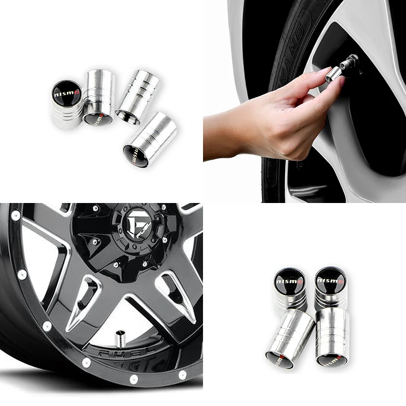 

4pcs Car Tyre Air Stems Cover Wheel Round Tire Valve Caps For NISMO Nissans Tiida Teana Skyline Juke X-trail Almera Qashqai