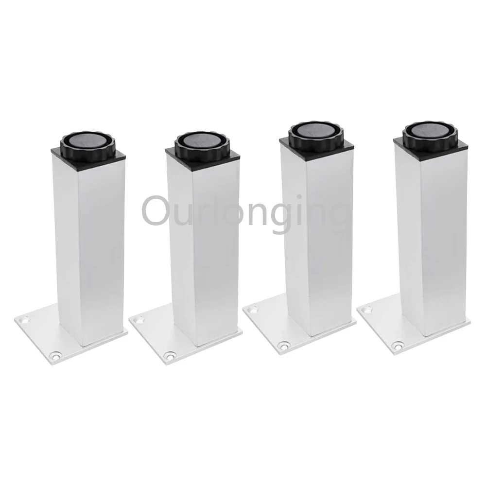 4PCS 18mm Adjustable Square Furniture Legs Cabinet Sofa 250mm Silver Aluminum alloy | Обустройство дома