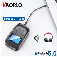 vaorlo lcd display bluetooth adapter receiver transmitter battery power adaptor 5 0 for headphones speaker tv stereo audio 3 5mm