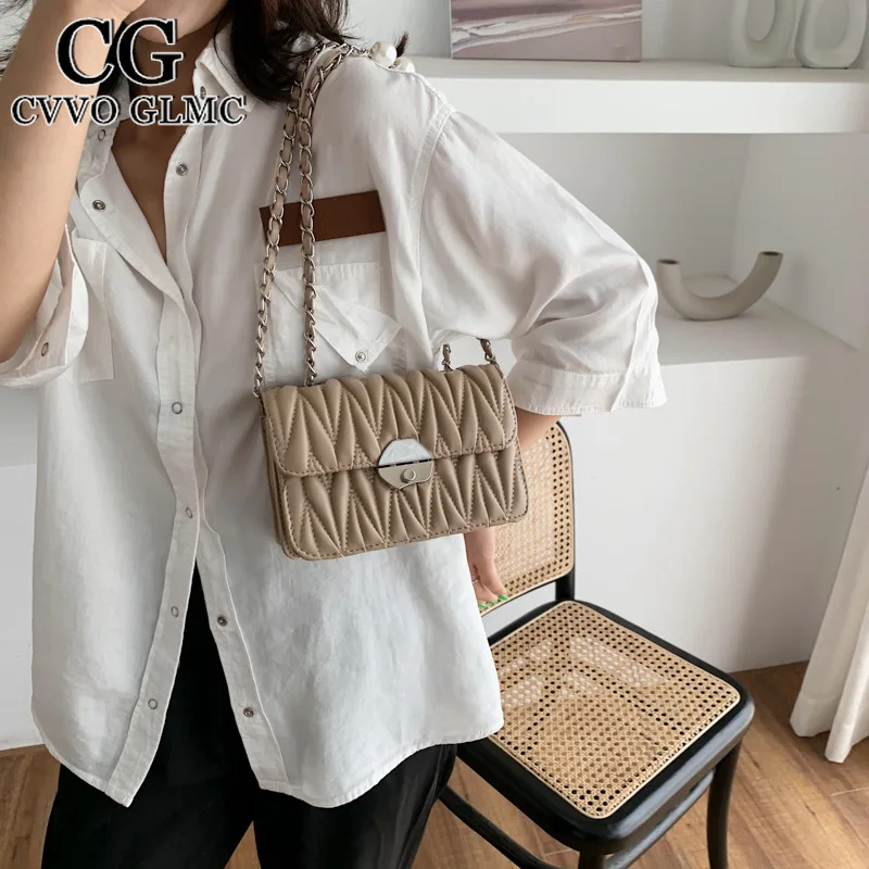 

Cvvo Glmc Luxury shoulder bag ladies brand design classic Qui stitched leather metal chain women messenger bag new handbag 2021