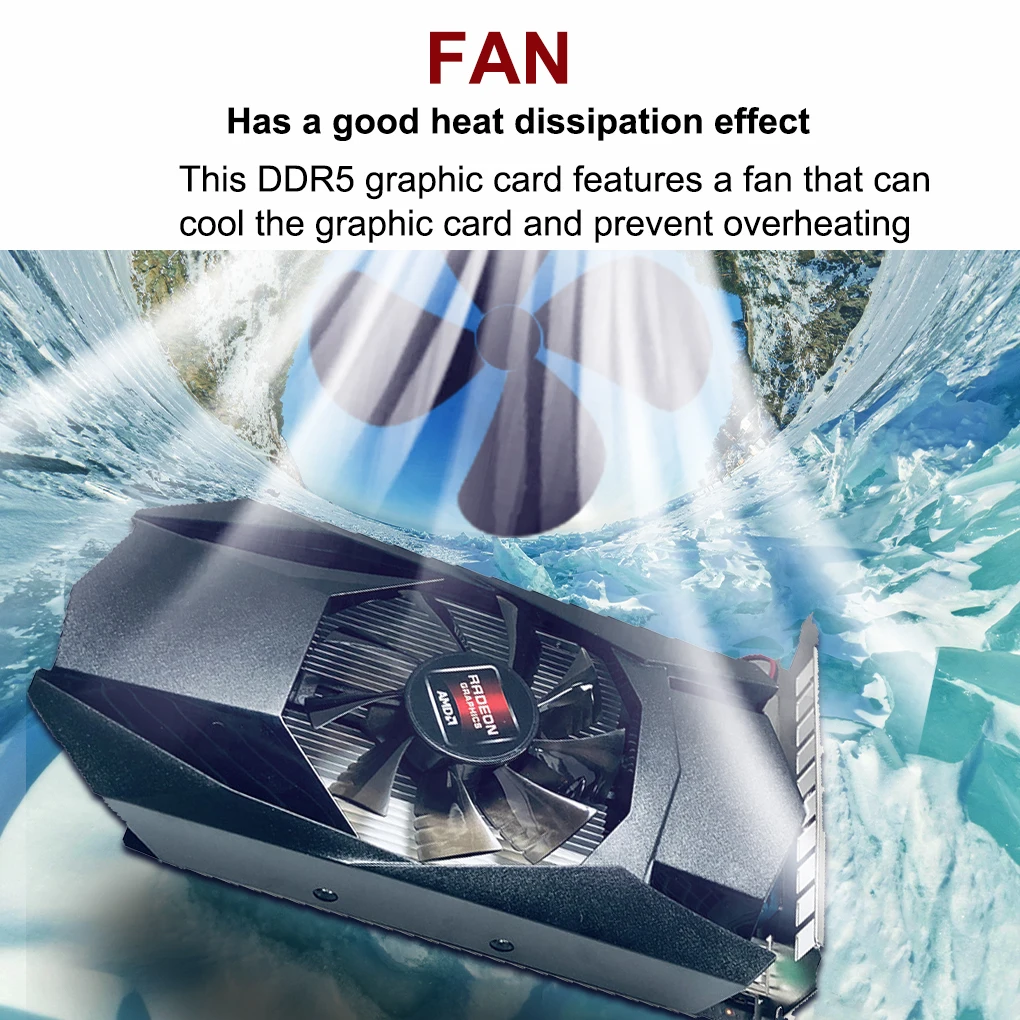 

Gaming Computer Video Card HD 7670 4G Graphic Card DDR5 128bit HD Desktop Computer GPU with Cooling Fan