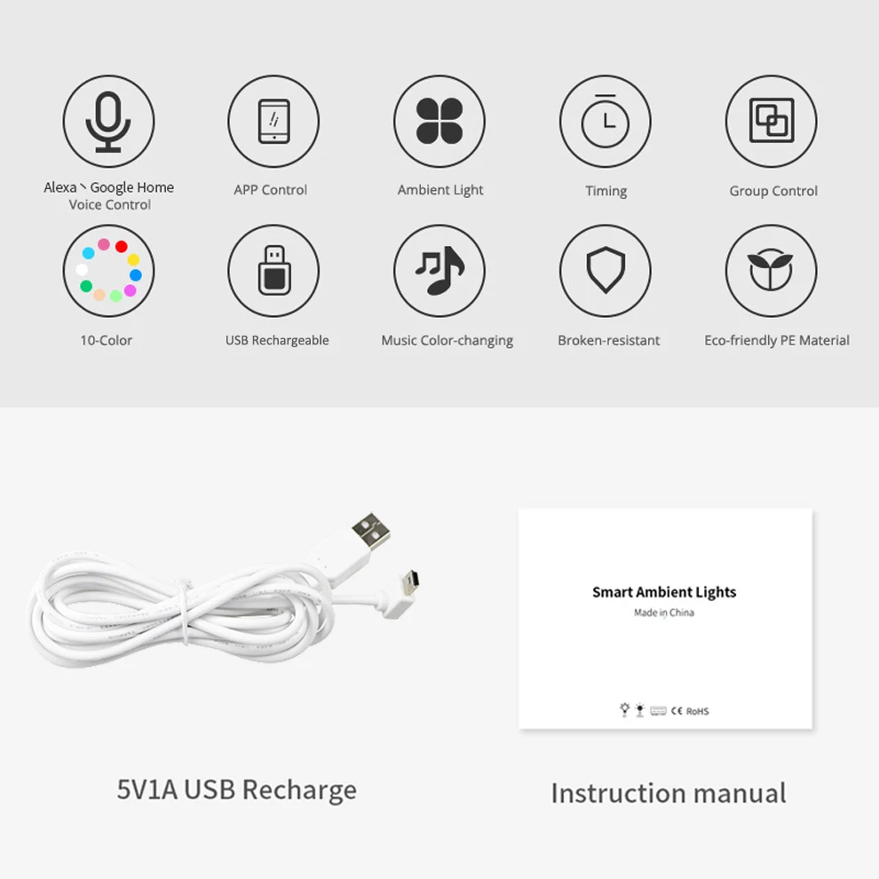 Светодиодный ночсветильник Smart Life с Wi Fi 10 цветная Настольная лампа дистанционным