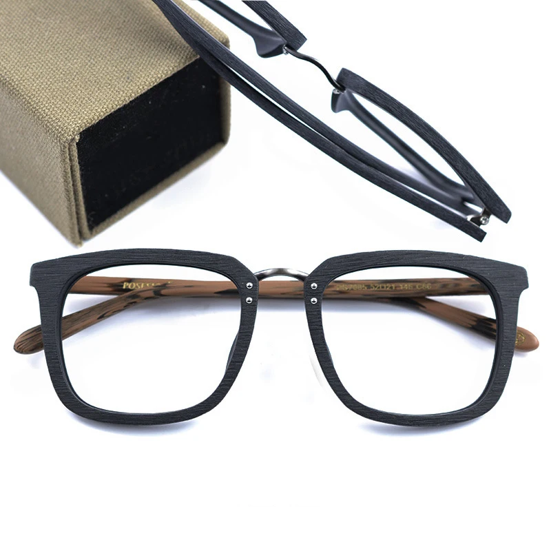 

Handmade Glasses Frame imitation wood grain square Eyewear frame Optical Prescription Spectacles Frame Without Lens Unisex