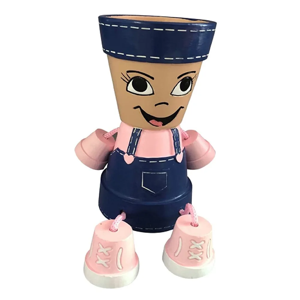 

New Boy Girl Doll Succulents Flower Pots Resin Garden Planters Home Decoration Sculpture Pots Figurines Statues Crafts Decor