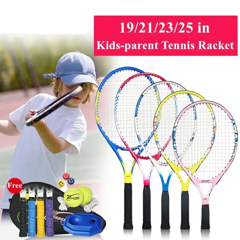 

Kids Tennis Racket Carbon Aluminum Alloy Raqueta Paddle Parent Beginner Children Trainning Racquet With Bag Trainer Ball -40