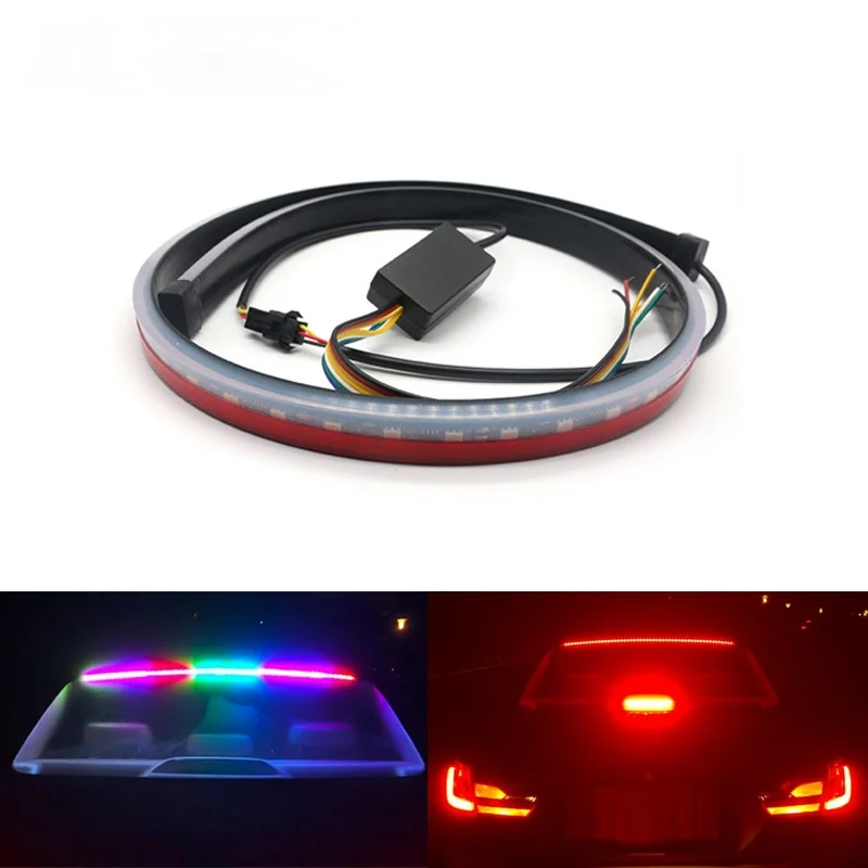 

90cm Car LED Rear Additional Stop Light Brake Light 12V Turn Signal Lamp Colorful Car Styling Safety Driving Warning Accessories