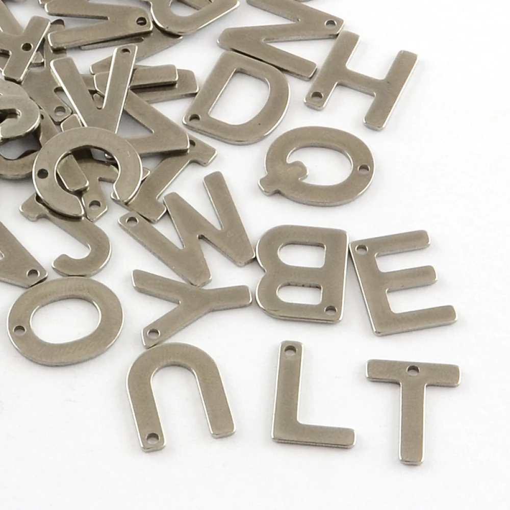 200 шт. смешанные Подвески из нержавеющей стали 304 буквенные с буквами алфавит для