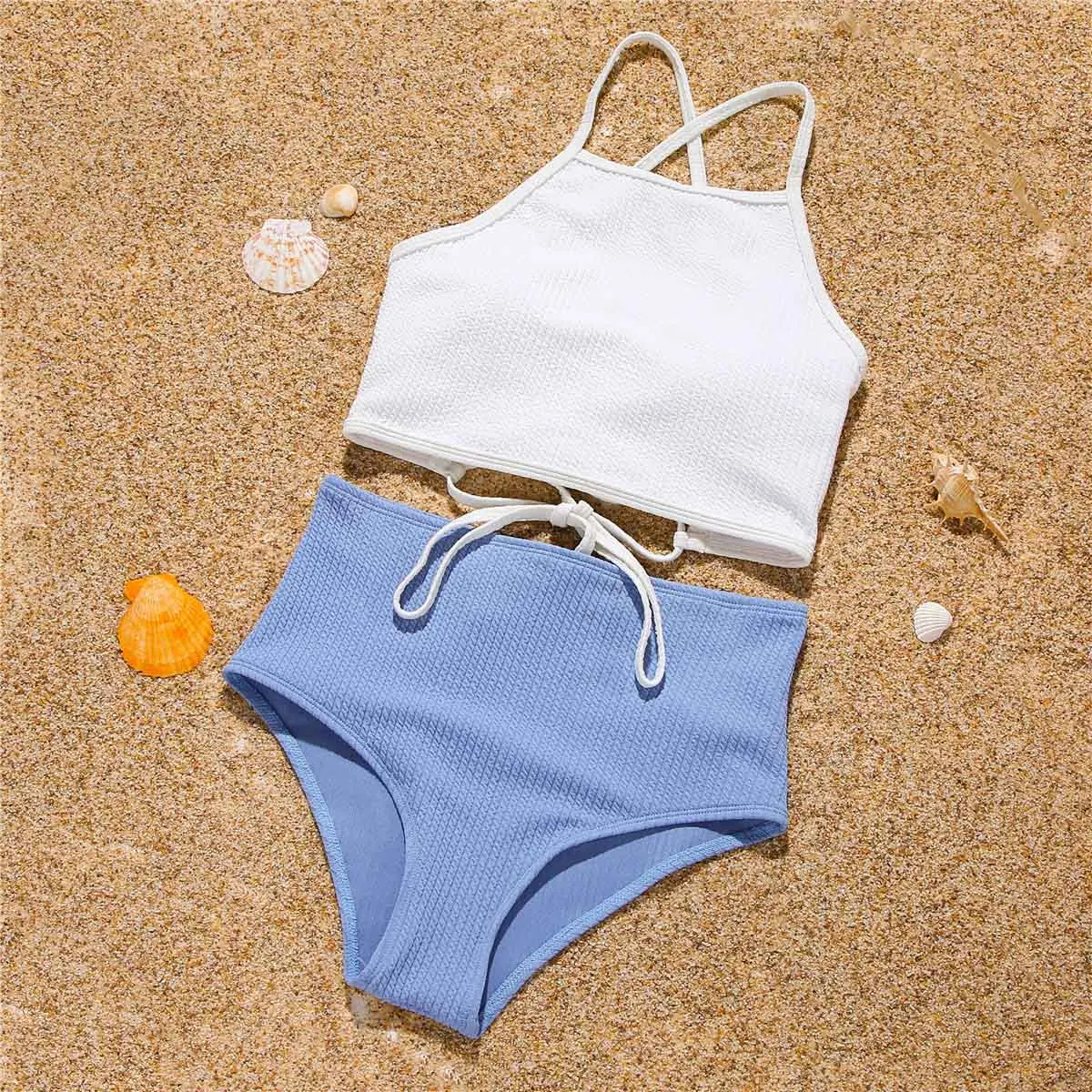 

Halter Bikini High Waisted Swimsuits Female Bandage Women Swimwear Retro Bathing Suits Swimming Suit Beachwear Bikini Set
