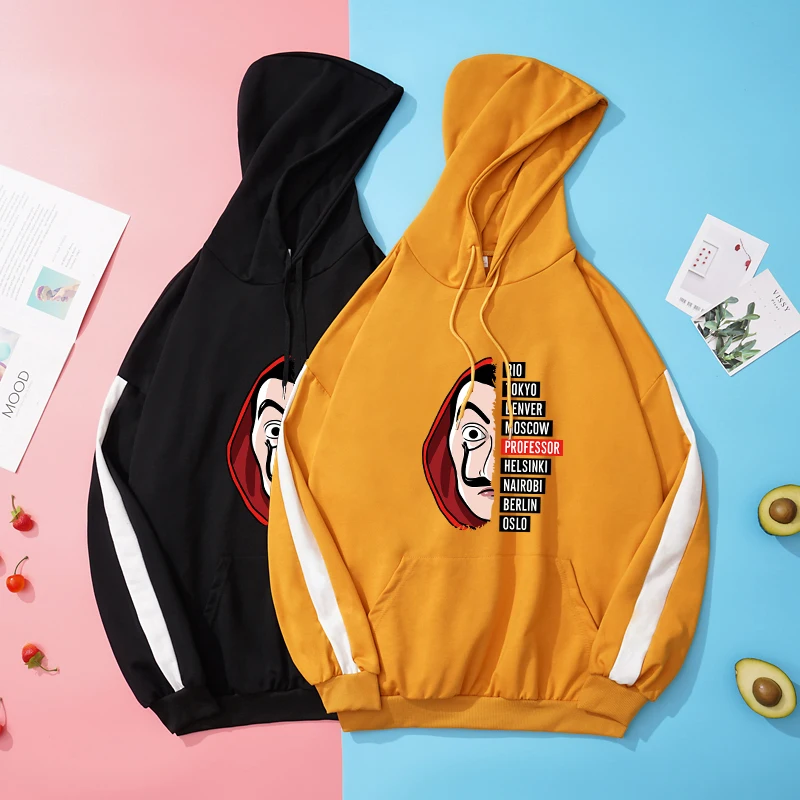 

Autumn Spring New Harajuku Man Hoodies Casual Loose Contrast Color Patchwork Sweatshirts Men Funny Cartoon Print Hooded Clothing