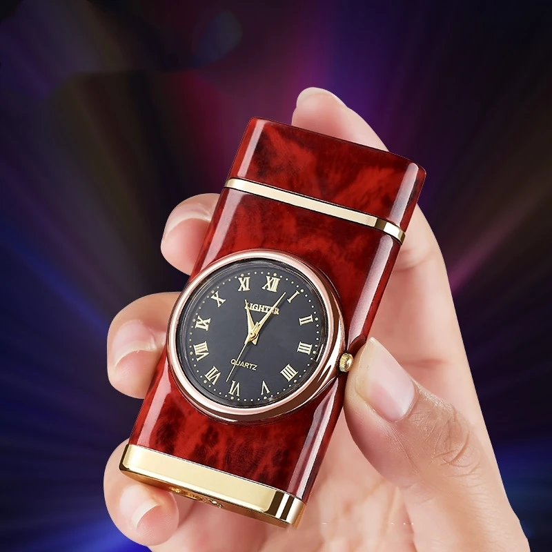 2021 Новый ветрозащитный газовый запальник с LED-часами Jet Lighter Torch Turbo Gas Cigar Cigarette Metal Inflated Gasoline Butane Men Gift On.