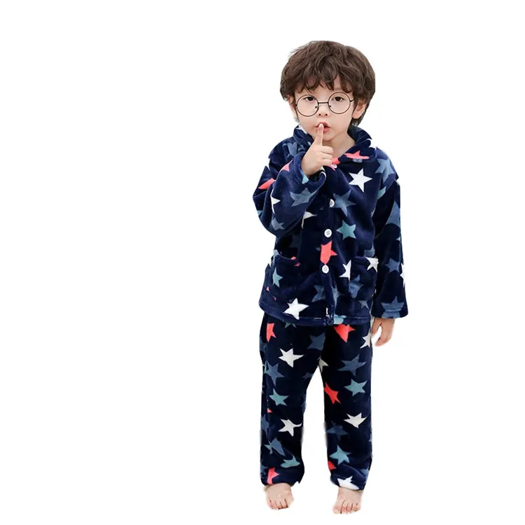 Зимняя детская флисовая Пижама теплая Фланелевая для девочек пижама из