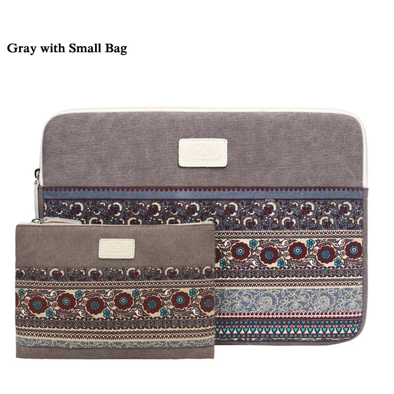Gray with Small Bag Сумка для ноутбука для Macbook Air 11 13 14 15 сетчатый этнический чехол для ноутбука 14,4 15,6 дюймов для iPad Pro 10,5 11 12,9 Funda - Цвет: Gray with Small Bag
