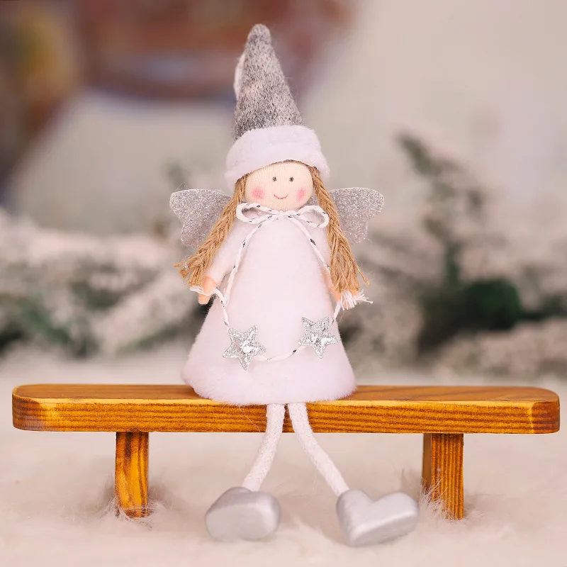 

4Pcs Christmas Ornaments Lovely Plush Doll Angel Girl Hanging Pendant Christmas Tree Decor Xmas Decoration New Year Gift
