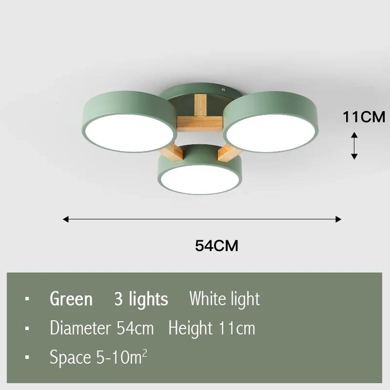 Green-3Lights Fss современный скандинавский деревянный потолочный светильник s Macaron светильник ing для гостиной светодиодный светильник спальня зал лампы Домашний Светильник ing светильник - Цвет корпуса: Green-3Lights