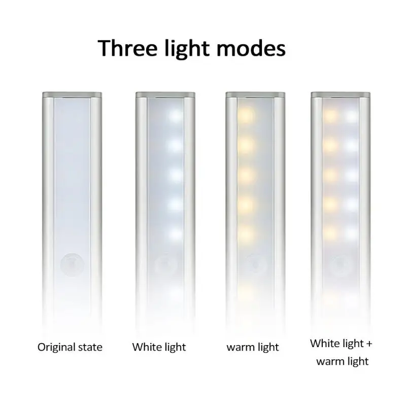 

PIR LED Motion Sensor Light Closet Wardrobe Bedside Lamp USB Rechargeable LED Under Cabinet Night Light For Closet Stairs