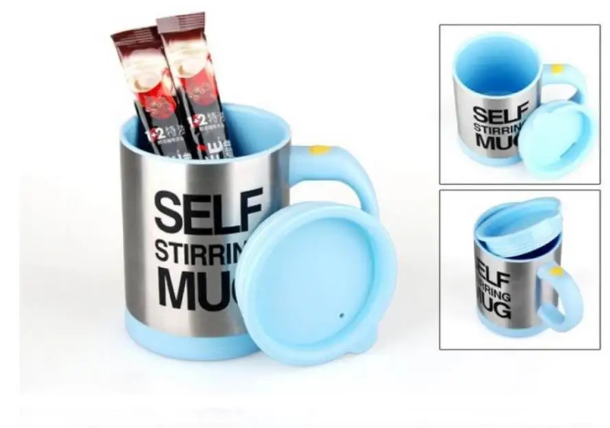 light blue 400 мл Автоматическая самоперемешивающаяся кружка, кружка для смешивания кофе, молока, Термокружка Из Нержавеющей Стали, электрическая ленивая двойная Изолированная умная чашка - Цвет: light blue