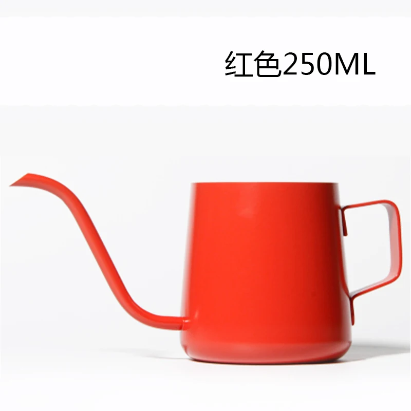 Red250ml Нержавеющая сталь, утолщенные тонкие горшки, капельный кофейник с гусиным носиком, чайник с длинным горлышком, инструмент для домашнего чая, 250 мл/350 мл - Цвет: Red250ml