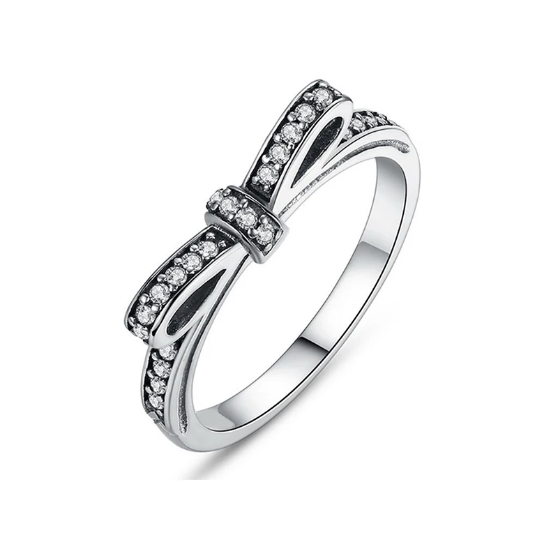 Sparkling Bow Новинка, модное кольцо, любовь, сердце, корона, цветок, кольца на палец, прозрачный CZ, подходит для женщин, Свадебный бренд, ювелирное изделие, подарок, Прямая поставка - Цвет основного камня: Sparkling Bow