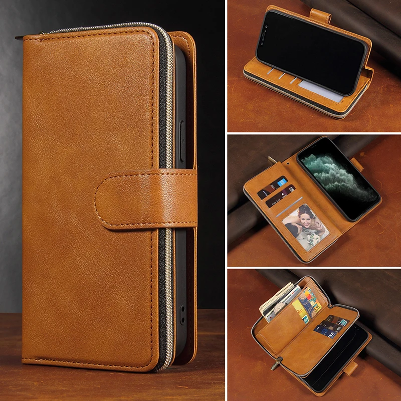 Carteira de Couro Case do Telefone para o Iphone Case da Aleta Case do Livro para o Iphone Zíper x xr xs se 2021 8 7 6s Mais Capa 12 11 Pro Max