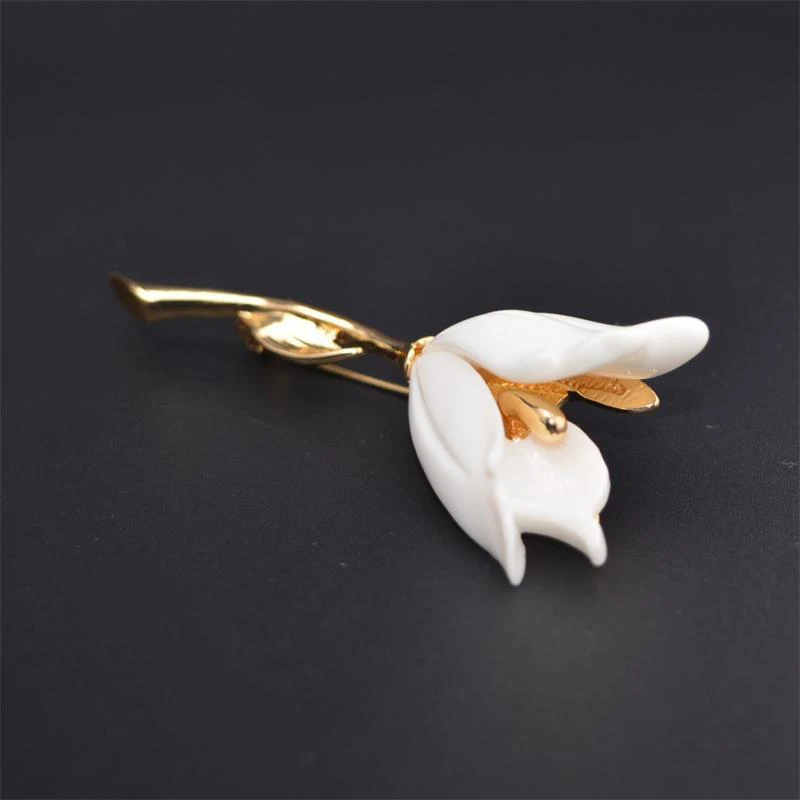 Holy white тюльпановая брошь свадебная для жениха украшения аксессуары в подарок -