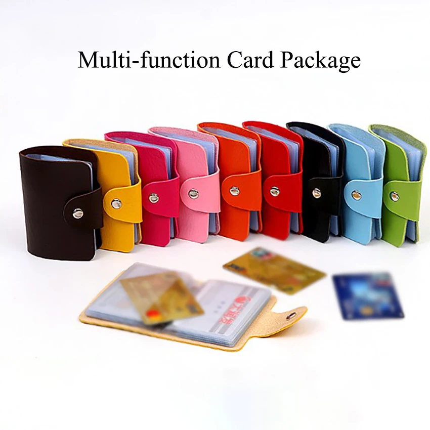 24 слотов для карт из искусственной кожи Портативный мини Карамельный цвет