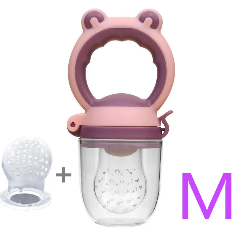 Pacifier Purple M Силиконовая соска+ соска для младенца, голова лягушки, тип молочного свежего фруктового соска для детей, бутылочки для соска - Цвет: Pacifier Purple M