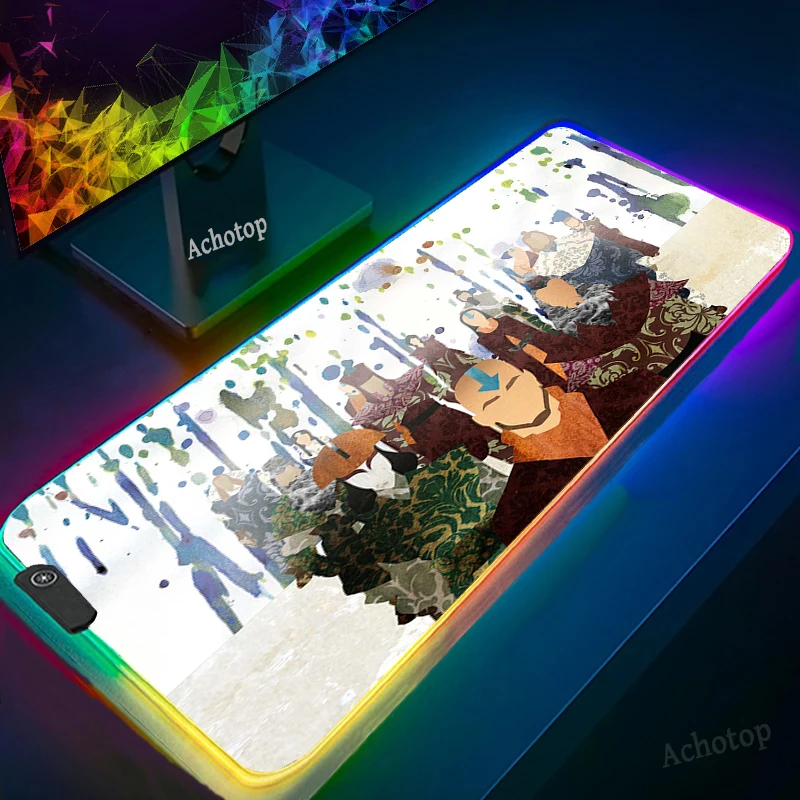 

Gaming Mouse Pad Avatar the Last Airbender Computer Mousepad RGB Large Mouse Pad XXL Gamer Mouse Carpet Mause Pads with Backlit