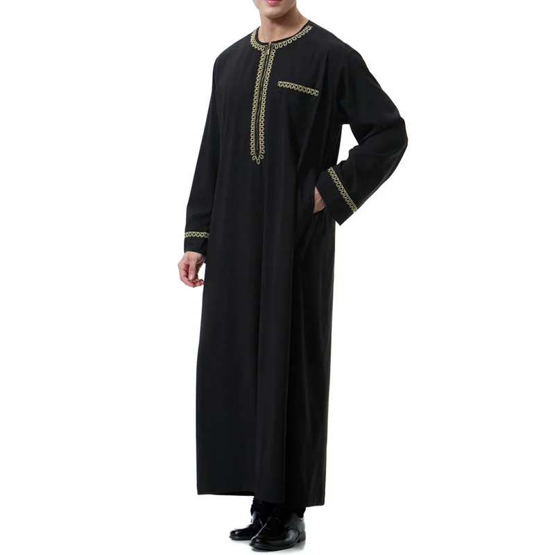 Новое поступление, солидное мужское мусульманское Макси-платье Saudi thebe, мусульманское платье abaya jilbaba, Дубай, для любого случая, осеннее платье jubba thebe