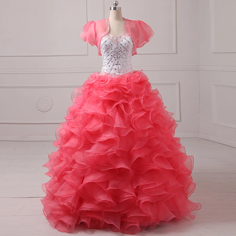 Jiayigong Quinceanera/платья из органзы с рюшами и курткой милое платье 16 вечерние пышные