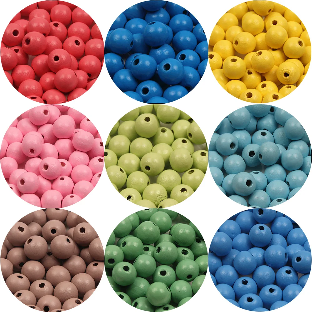 

50~200PCS Multicolor Natural Wooden Beads 8/10/12mm Round Balls Spacer Beads for Jewelry Making Diy Bracelet Necklace Findings