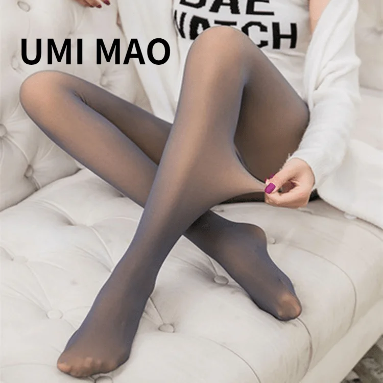 UMI MAO New Style Flight Attendant Gray High Waist Elastic Leggings All-match Autumn Winter Warmth Woman Clothes Femme Y2K