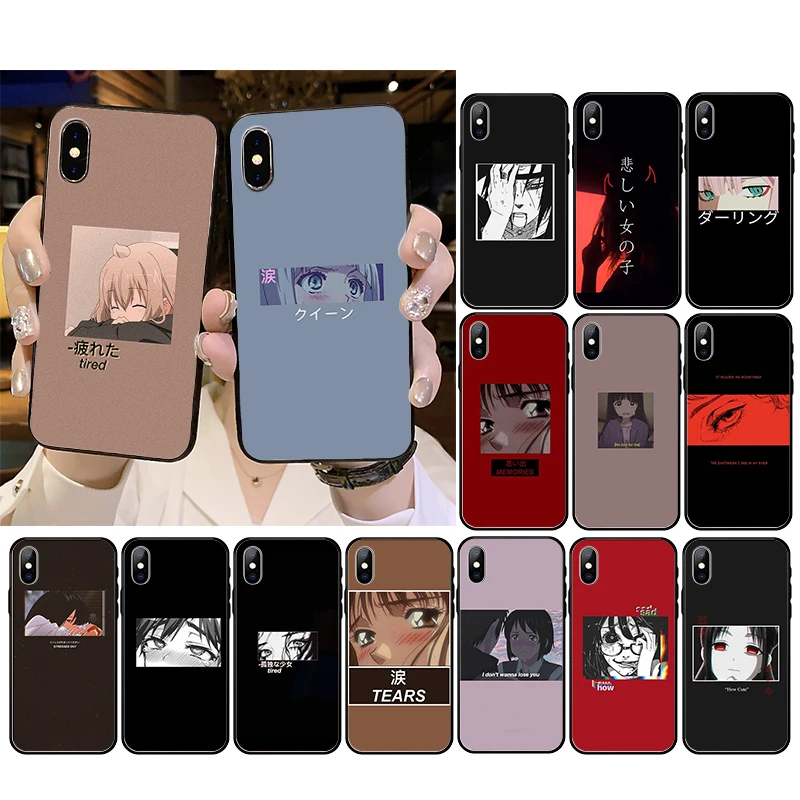 

sad Japanese Anime Aesthetic Phone Case For iPhone 12mini 12 11 ProMax XS MAX XR SE2020 8 7 6 6S Plus X 5 5S SE
