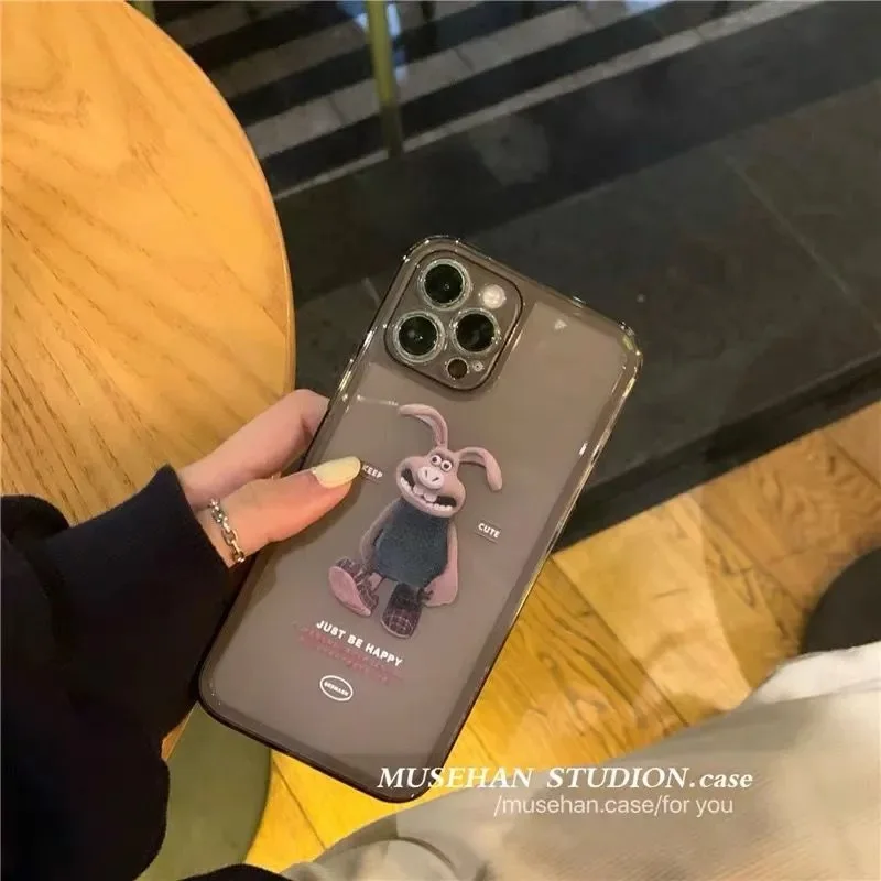 

Chic Doggy Pig Rabbit Transparent Phone Case For 7 8 Plus X XS 11 12 Mini Pro Max Silicone Full Cover