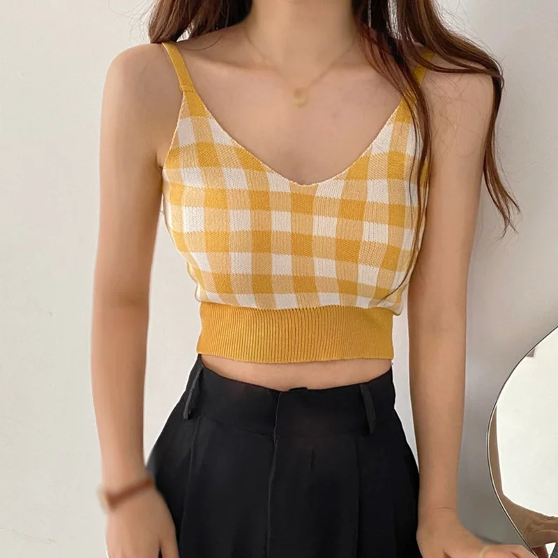 Женские сексуальные укороченные топы с V-образным вырезом милый Вязаный топ