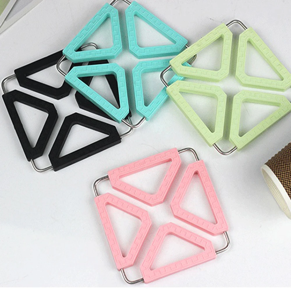 Stainless Steel Kitchen Pot Mat Silicone Folding Anti-scalding Coaster High Temperature Insulation Placemat Household Items | Дом и сад