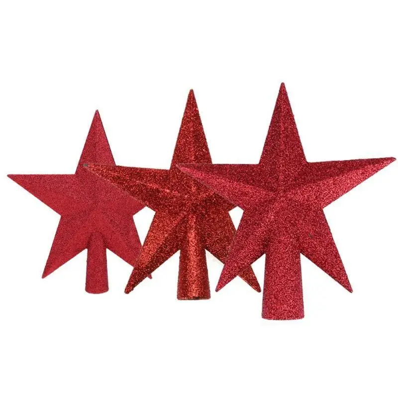 1PC Red 15cm Блестящие звезды Рождественская Елка Топ блестящий красный/Золотой/Серебряный звезда рождественские украшения Топпер украшение дома новогодние вечерние принадлежности - Цвет: 1PC Red 15cm