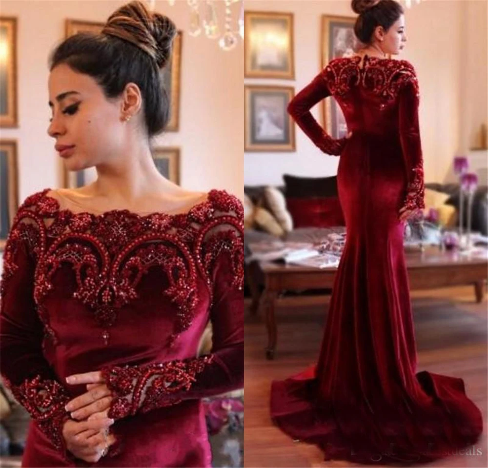 

Exquisite Corduroy Sheath Full Sleeves Illusion Appliques Beading vestidos de novia mother of the bride dresses for weddings