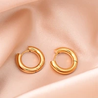 2pc set stainless steel black hoop earrings for women men gold circle 2 5mm thick ear ring huggie earrings hoop piercing 2021