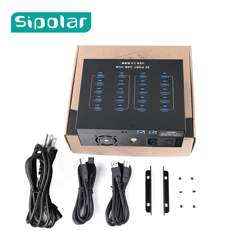 Sipolar высокоскоростной 20 порт 110 вт USB 3 0 концентратор 1а зарядка с переключатель со