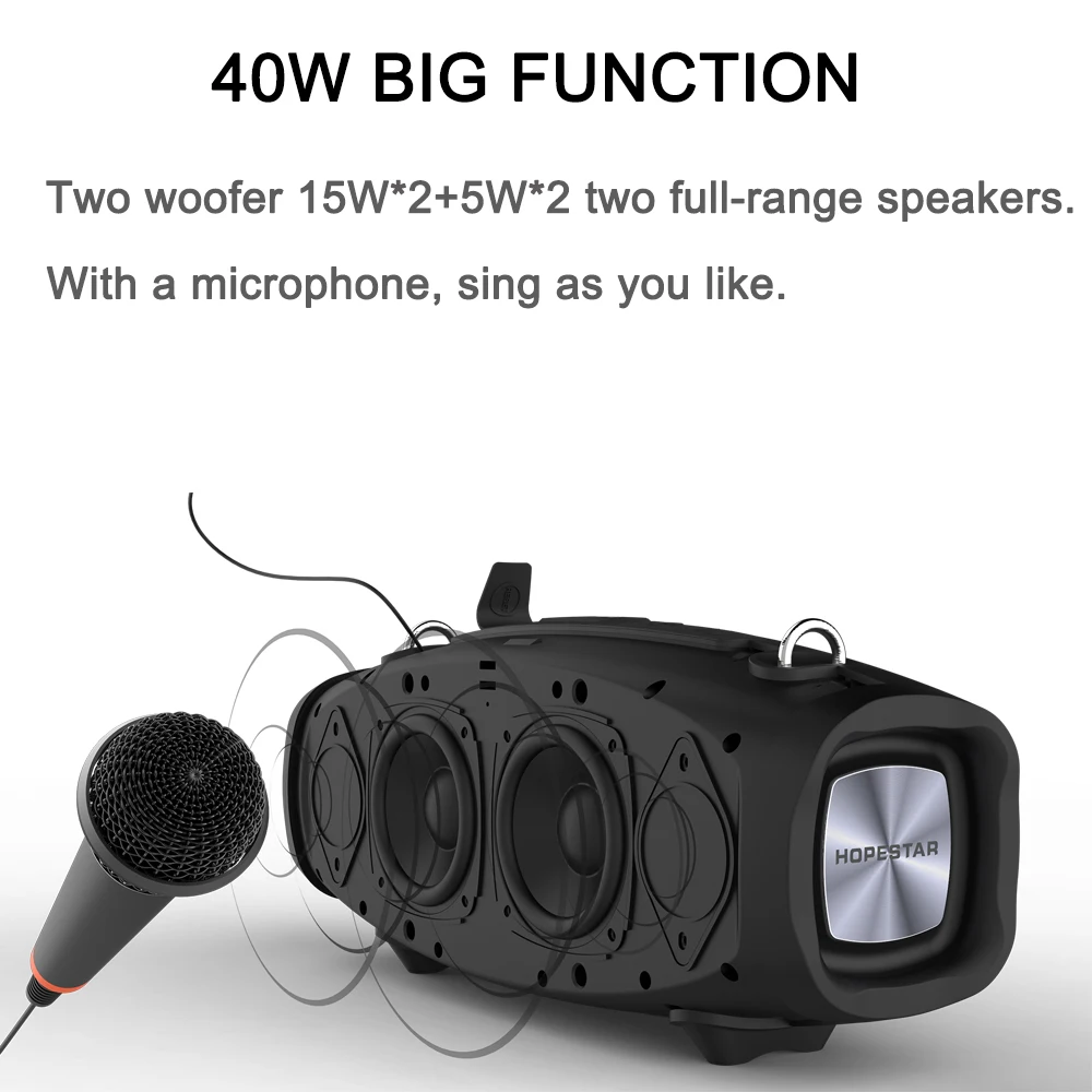 Беспроводная колонка HOPESTAR X 40 Вт Bluetooth с поддержкой Move KTV водонепроницаемая