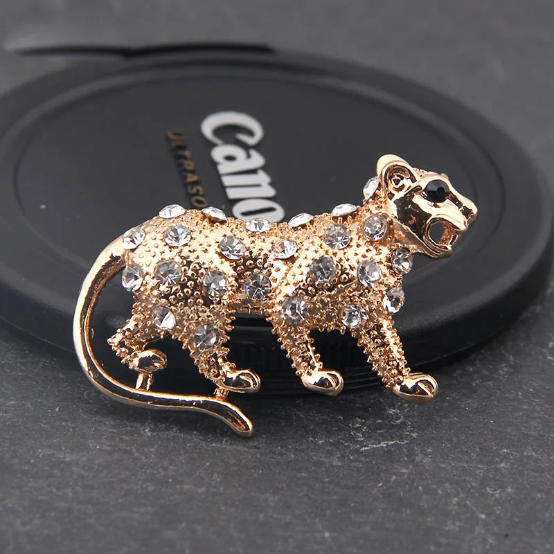 Cute Shiny Rhinestone Animal Leopard Dog Hollow out Heart Brooch Unisex Collar Pin Broches Jewelry Corsage Coat Accessories Gift | Украшения