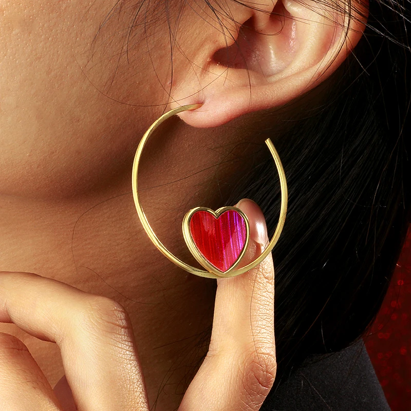 Женские серьги-кольца Baoyan большие круглые серьги из нержавеющей стали золотого