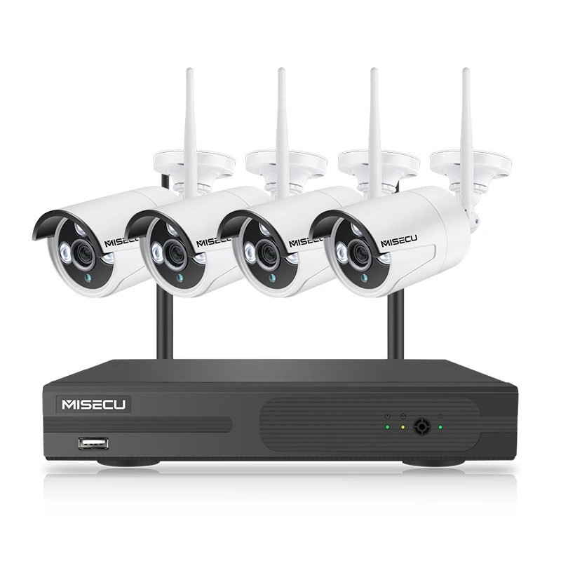 4CH WIFI Kit White MISECU Беспроводная система видеонаблюдения 4CH NVR 1080P Аудио запись 2MP Водонепроницаемая наружная ИК ночного видения wifi система видеонаблюдения - Цвет: 4CH WIFI Kit White