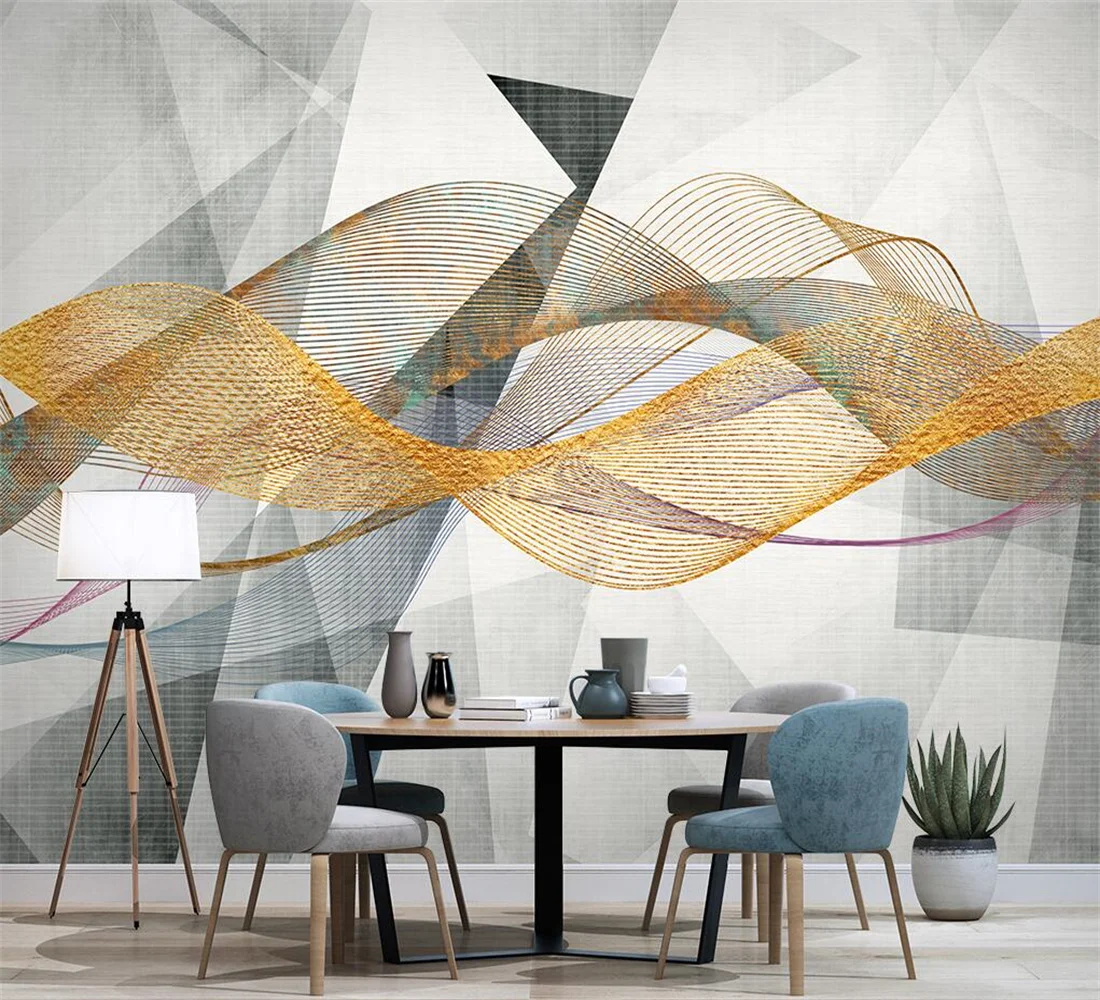 

Обои Beibehang на заказ в скандинавском стиле, современные 3D геометрические абстрактные линии, фоновая Настенная роспись для гостиной, телевизо...